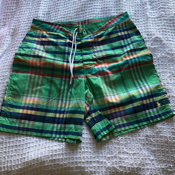 ralph lauren green swim shorts